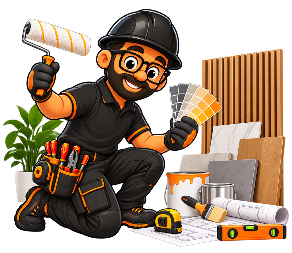 artisan en aménagement intérieur avec échantillons